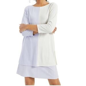 Alfani Womens Purple Vented Color Block
3/4 Sleeve Crew Neck Tunic Top plus XXL